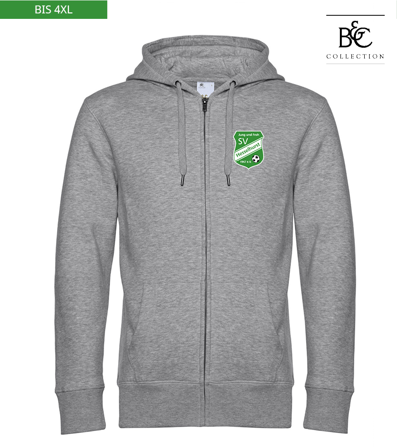 B&C Herren Zipped Hoodie Heather Grey "Anton"
