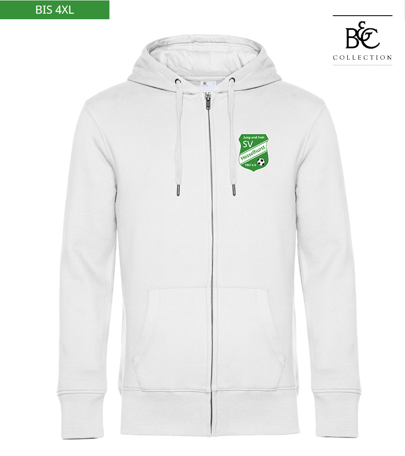B&C Herren Zipped Hoodie White "Anton"
