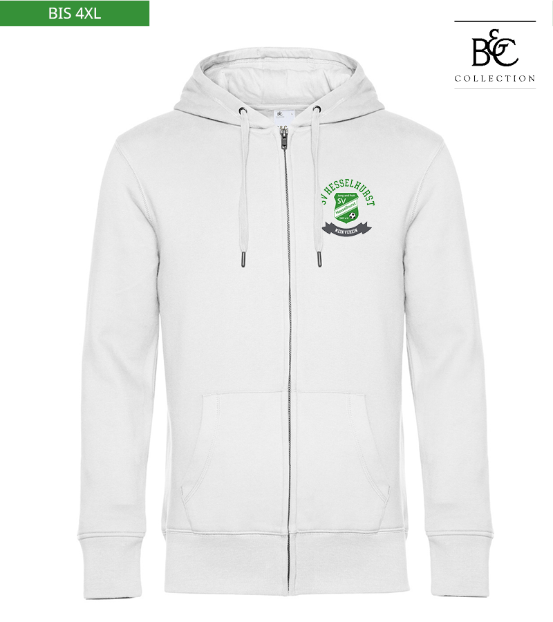 B&C Herren Zipped Hoodie White "Bono"