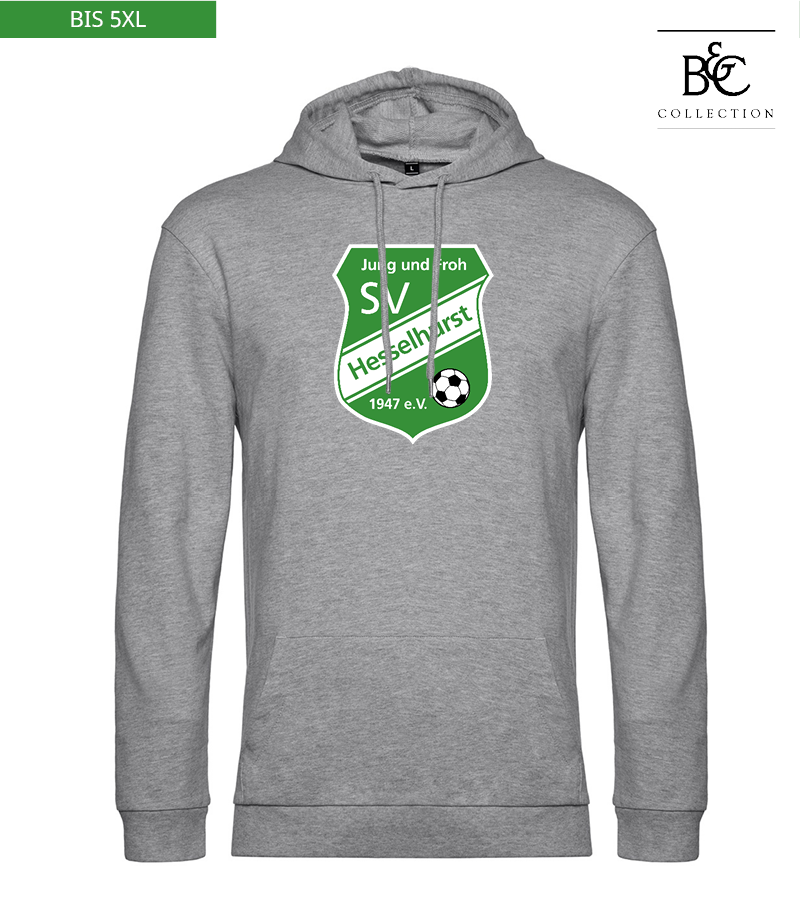 B&C Herren Hoodie Heather Grey "Anton Frontprint"