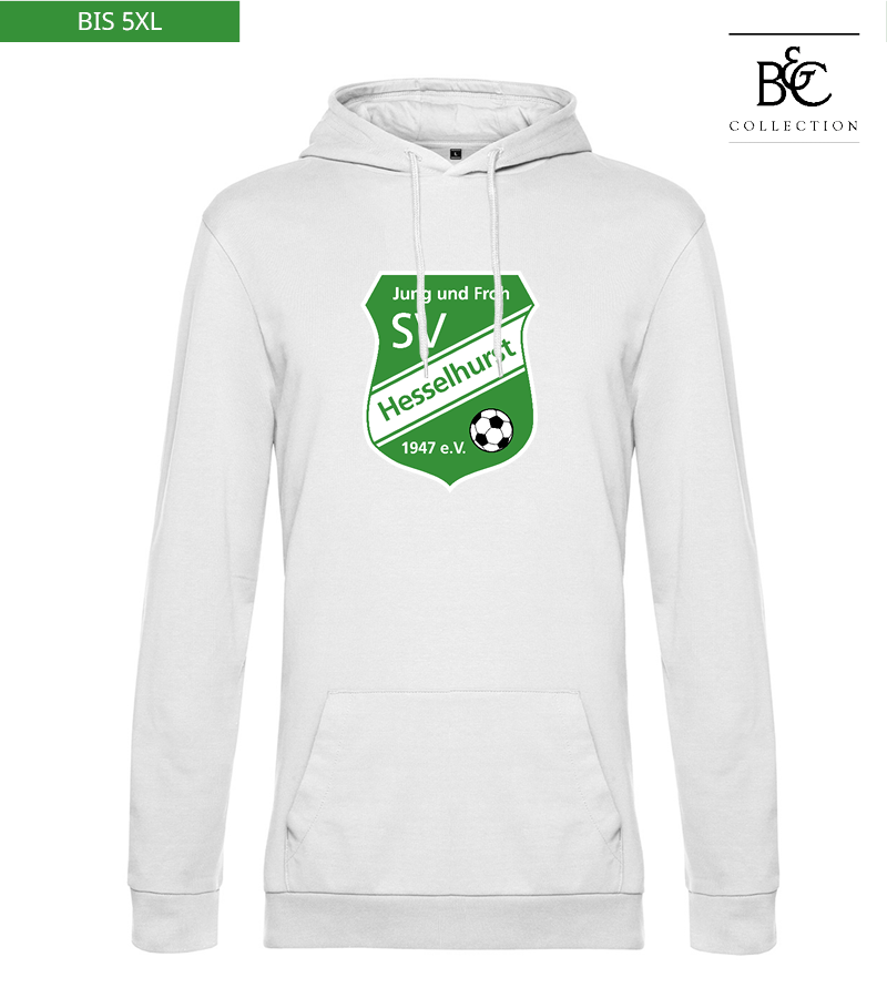 B&C Herren Hoodie White "Anton Frontprint"
