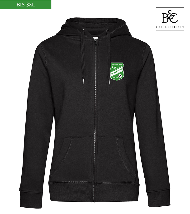 B&C Damen Zipped Hoodie Black Pure "Anton"