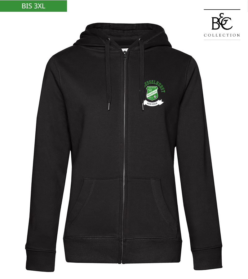 B&C Damen Zipped Hoodie Black Pure "Bono"
