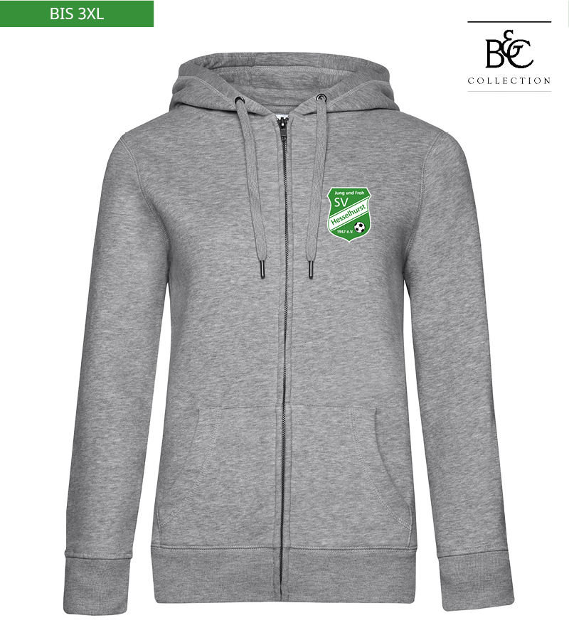 B&C Damen Zipped Hoodie Heather Grey "Anton"