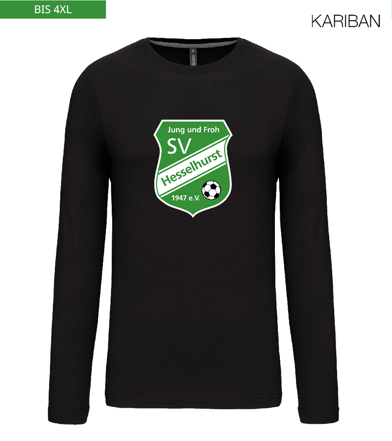 Kariban Herren Langarmshirt Black "Anton Frontprint"