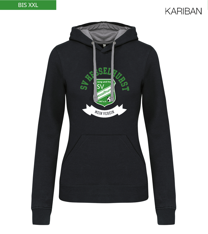 Kariban Damen Hoodie Black Fine Grey "Bono"