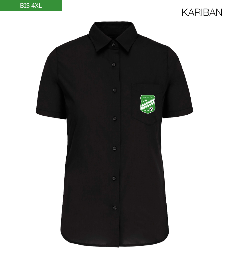 Kariban Damen Kurzarmbluse Black "Anton"
