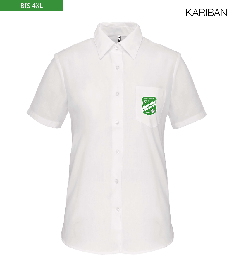 Kariban Damen Kurzarmbluse White "Anton"