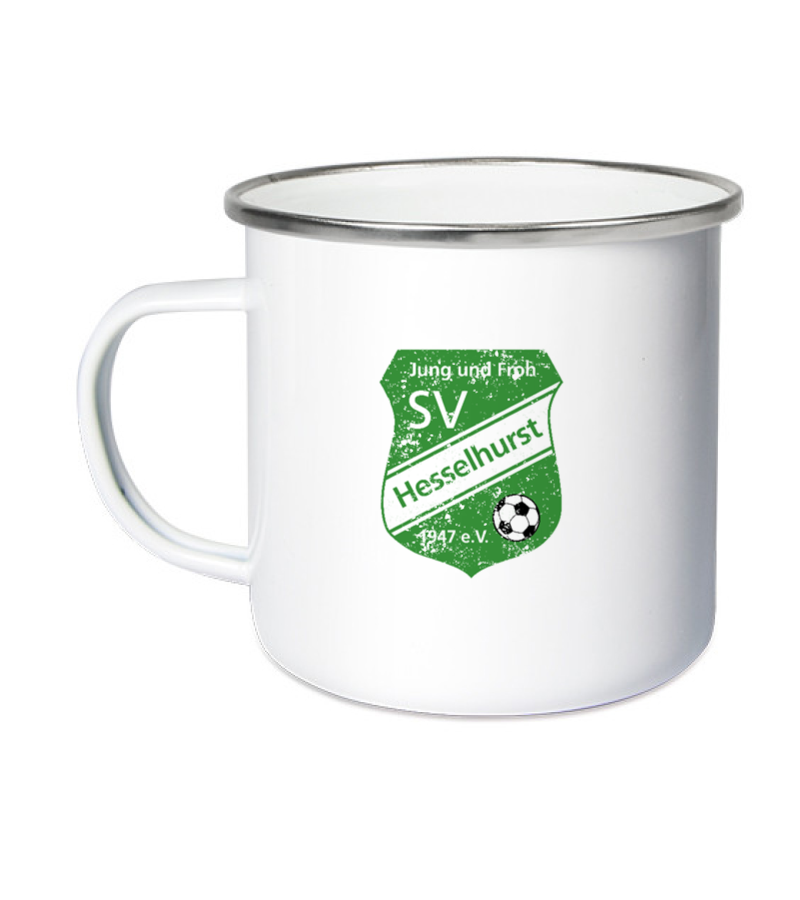 Emailletasse White Silver "Uwe" B