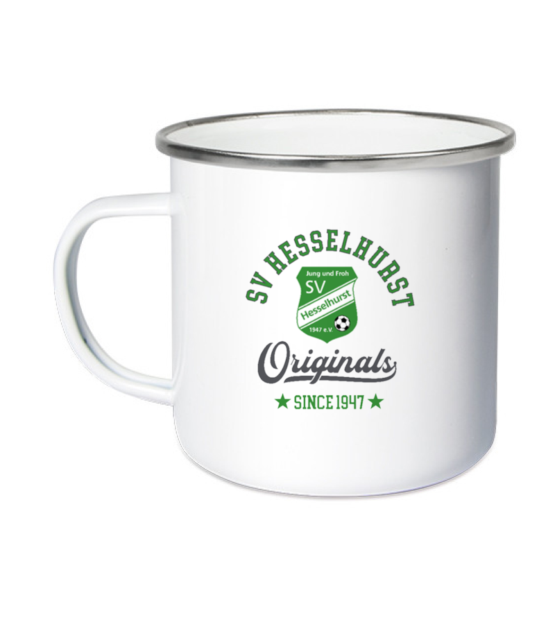 Emailletasse White Silver "Jacob" B