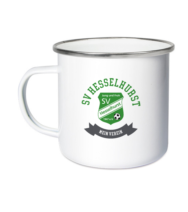 Emailletasse White Silver "Bono" B